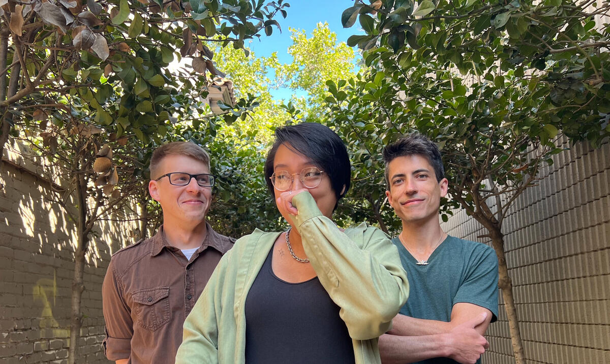 From left to right: Wesley Williams, Ciara Williams, and Colin Danks of sorry machine.